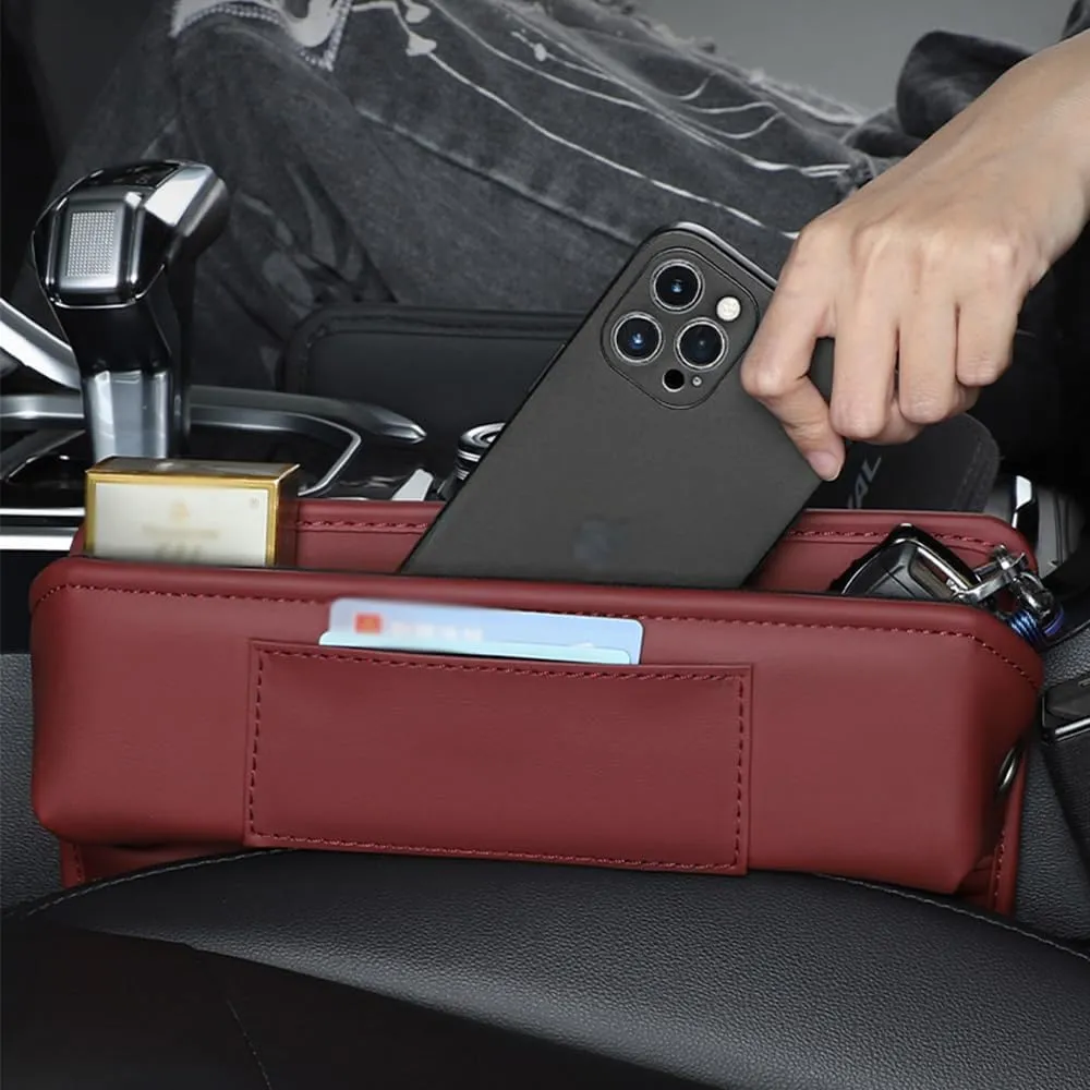 Car Seat Storage Box for Volvo XC60/S90/XC90/S60/XC40/V90/V60 Series Car Seat Gap Organizer Seat Side Bag Reserved Charging Cable Hole Car Accessories,Black