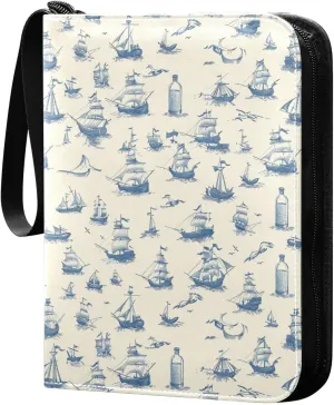 card albums card album holder with double sided removable sleeves collectors for 400 cards Tiny Sailboats Ships Traditional Brush Paintings