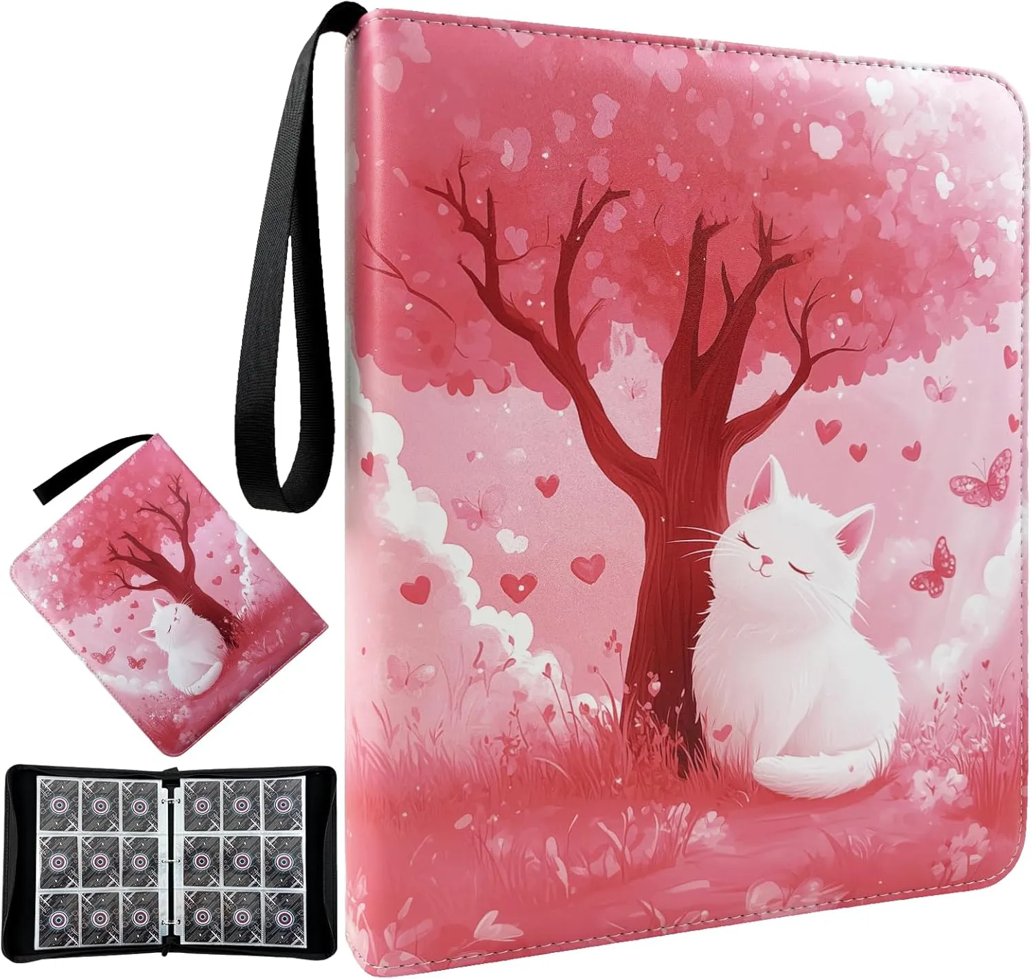 Card Binder 9 Pocket Holder 900 Cards With Zipper,Collection Binder Album Case with 50 Removable Sleeves for Trading Cards