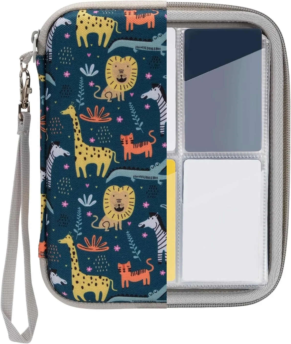 Card Case for Yoto cards, Soft Portable Folder with Zipper & 80 Pockets Player & Mini Audiobook Cards, Card Binder Holder with Sleeves for Travel (Animals), YT-BR-80P
