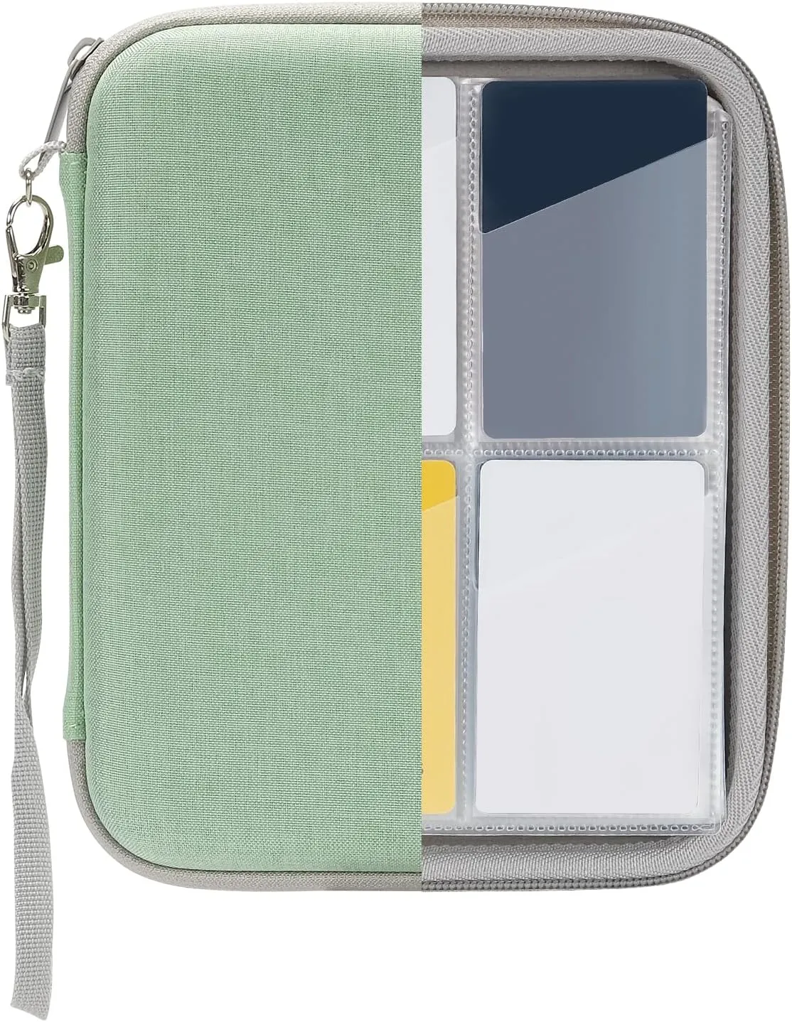Card Case for Yoto cards, Soft Portable Folder with Zipper & 80 Pockets Player & Mini Audiobook Cards, Card Binder Holder with Sleeves for Travel (Green)