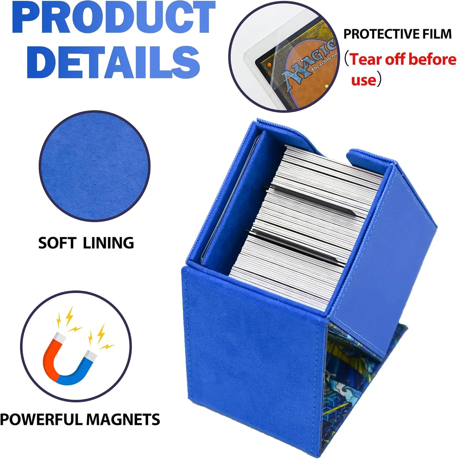 Card Deck Box for MTG Commander Display, Holds 100  Double-Sleeved Cards,Trading Card Storage Box for TCG/MTG/Sports Cards with 2 Dividers & 1 Toploader