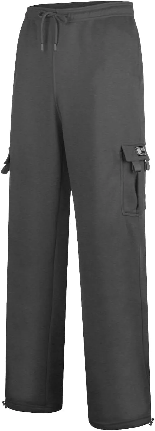 Cargo Pants for Men Pants Solid Color Track Cuff Lace up Workout Pants with Pocket Athletic Loose Fit