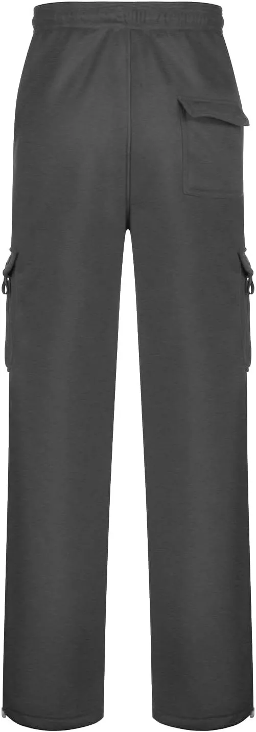 Cargo Pants for Men Pants Solid Color Track Cuff Lace up Workout Pants with Pocket Athletic Loose Fit