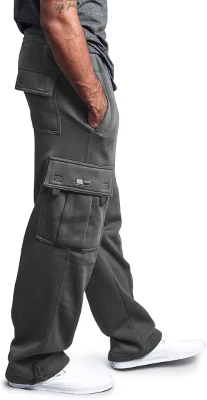 Cargo Pants for Men Pants Solid Color Track Cuff Lace up Workout Pants with Pocket Athletic Loose Fit