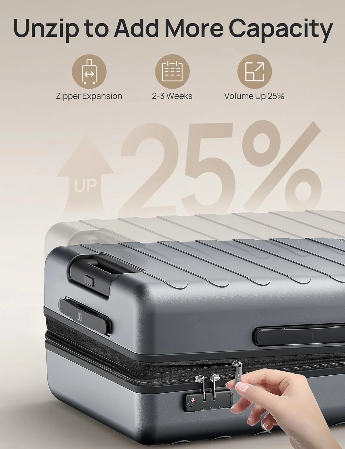 Carry On Luggage 22x14x9 Airline Approved, 20 Inch Luggage with Smooth Spinner Wheels, Expandable, Hard Shell PC Suitcase Carry-On, Lightweight Travel Luggage, TSA Approved (Grey, Rhine Max)
