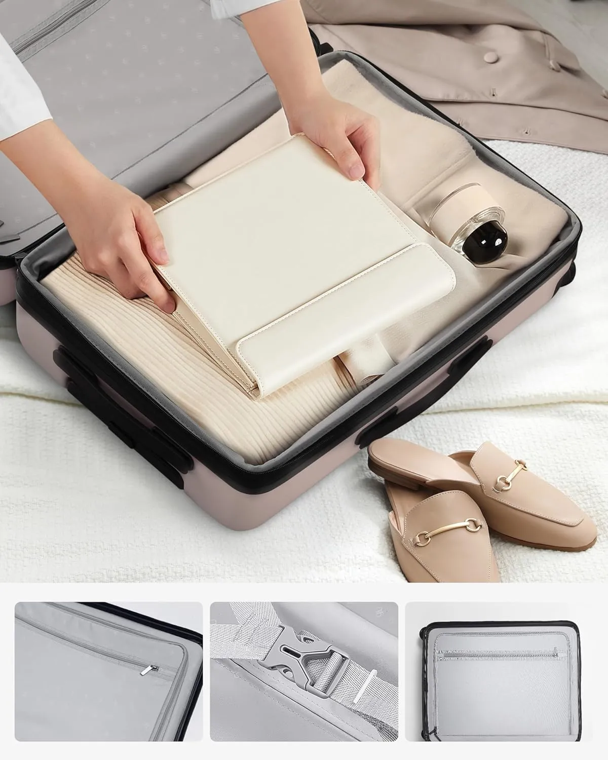 Carry On Luggage 22x14x9 Airline Approved, 20 Inch Luggage with Smooth Spinner Wheels, Expandable, Hard Shell PC Suitcase Carry-On, Lightweight Travel Luggage, TSA Approved (Grey, Rhine Max)