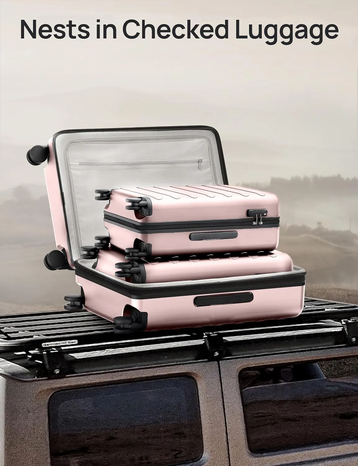 Carry On Luggage 22x14x9 Airline Approved, 20 Inch Luggage with Smooth Spinner Wheels, Expandable, Hard Shell PC Suitcase Carry-On, Lightweight Travel Luggage, TSA Approved (Pink, Rhine Max)