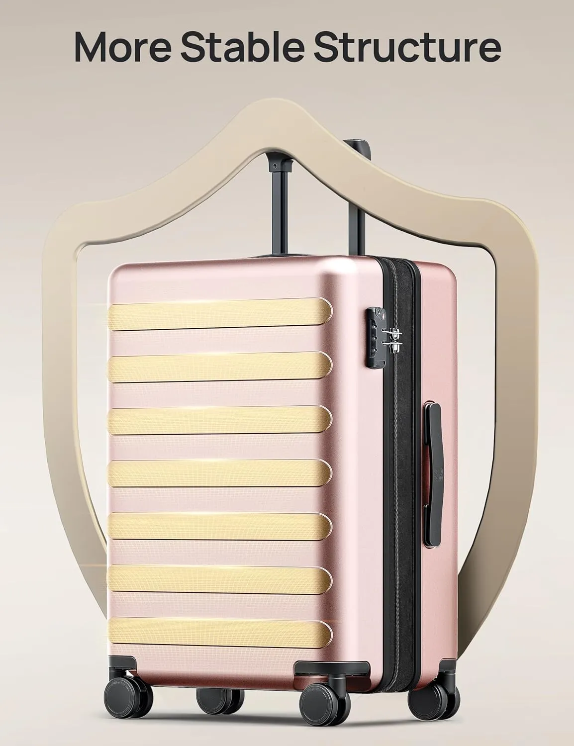 Carry On Luggage 22x14x9 Airline Approved, 20 Inch Luggage with Smooth Spinner Wheels, Expandable, Hard Shell PC Suitcase Carry-On, Lightweight Travel Luggage, TSA Approved (Pink, Rhine Max)
