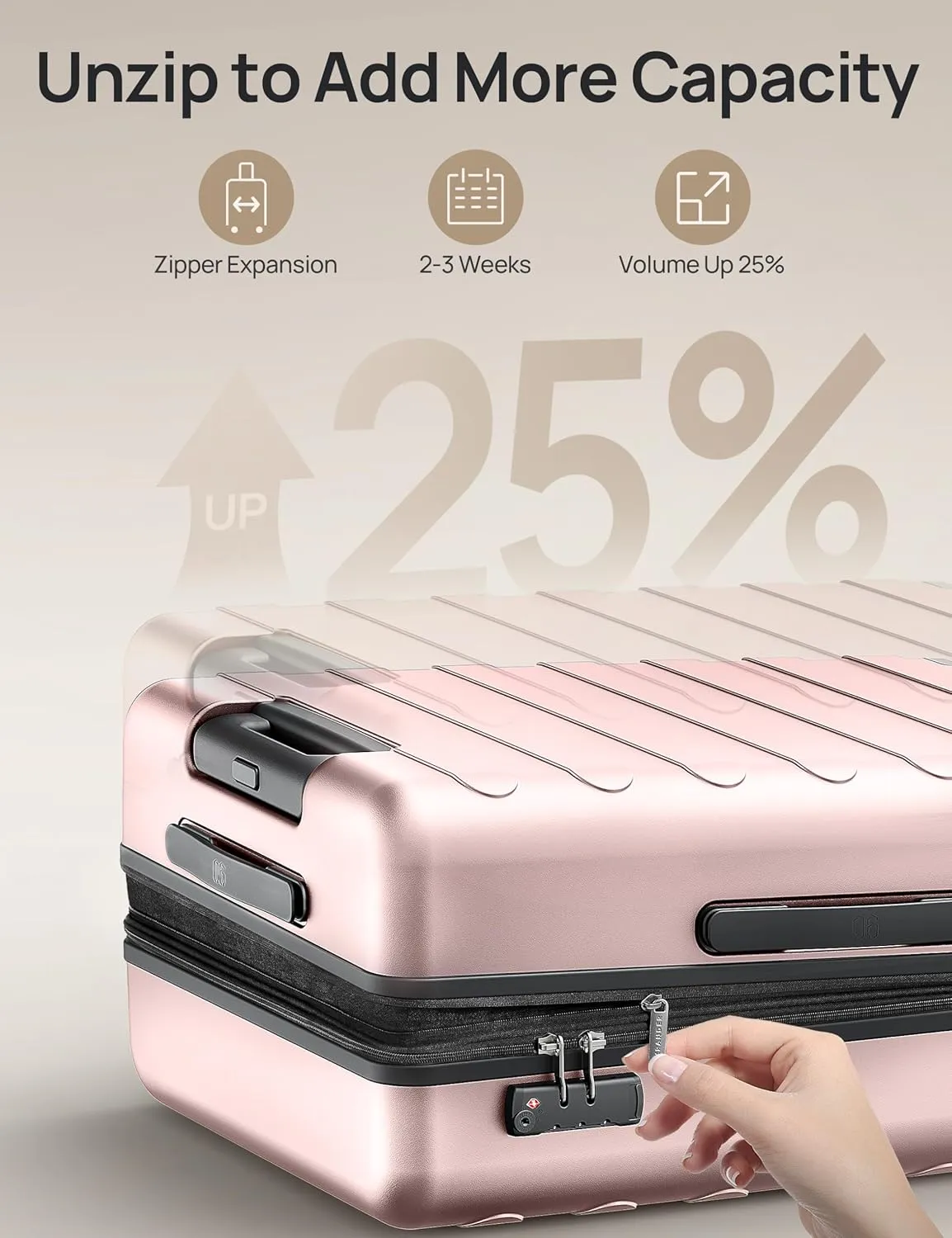 Carry On Luggage 22x14x9 Airline Approved, 20 Inch Luggage with Smooth Spinner Wheels, Expandable, Hard Shell PC Suitcase Carry-On, Lightweight Travel Luggage, TSA Approved (Pink, Rhine Max)