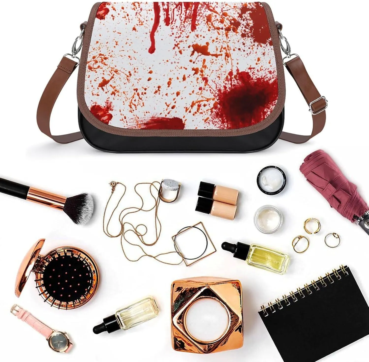 Cartoon Mushrooms Fashionable And Durable Portable Leather Shoulder Bag