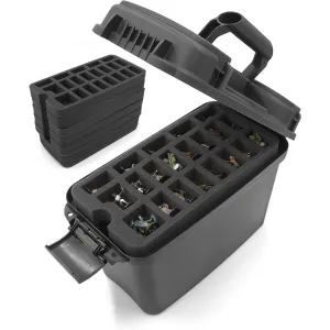 CASEMATIX Miniature Storage Hardshell Figure Case - 105 Slot Figure Carrying Case with Customizable Foam Tray for Warhammer 40K DND and More