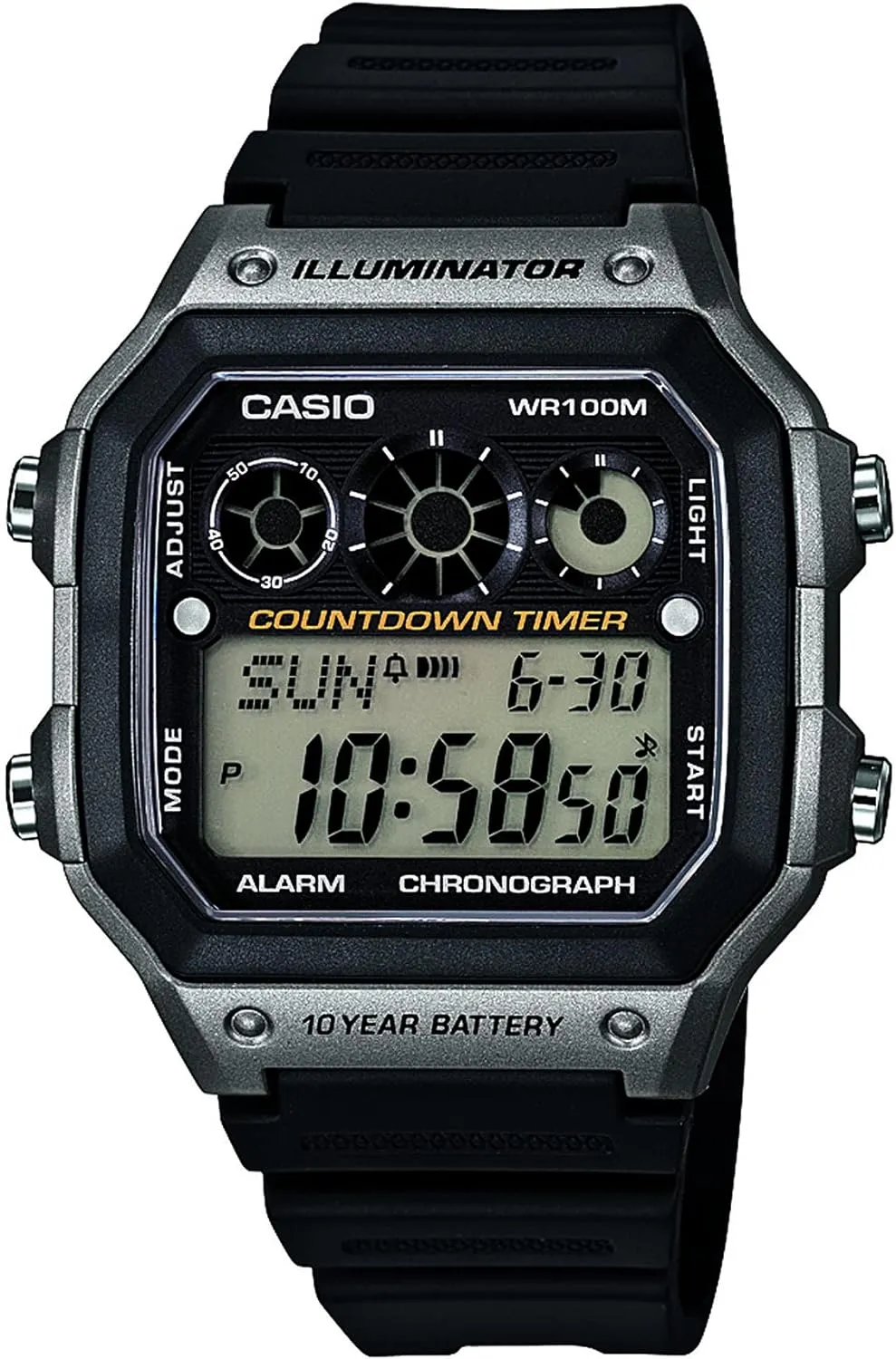 Casio AE-1300WH Series | Watches for Men | Digital Watch | Black | 1/100 SEC Stopwatch | 9 Interval Timers | LED Light | 100M WR | Multi Alarm | Calendar | World Time | 12/24 Hour Format | 10 Yr Batt