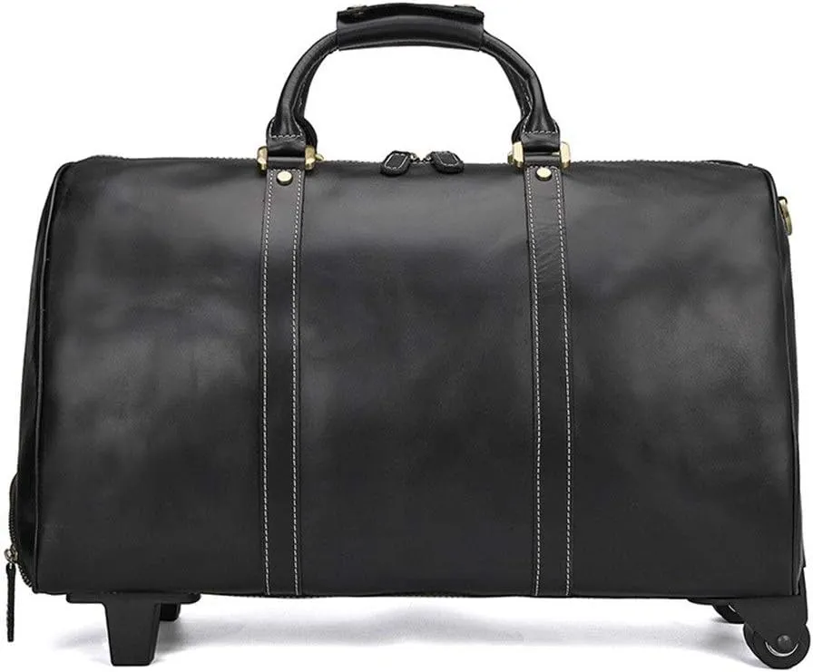 CcacHe Adult Fashion Wheeled Luggage Travel Duffel Bag Rolling Suitcase Trolley Overnight Weekender Gym Tote Handbag Briefcase Sports Overnight Gym Luggage Weekend T (Color : Black, Size : Glossy Le