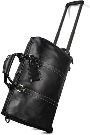CcacHe Adult Fashion Wheeled Luggage Travel Duffel Bag Rolling Suitcase Trolley Overnight Weekender Gym Tote Handbag Briefcase Sports Overnight Gym Luggage Weekend T (Color : Black, Size : Glossy Le