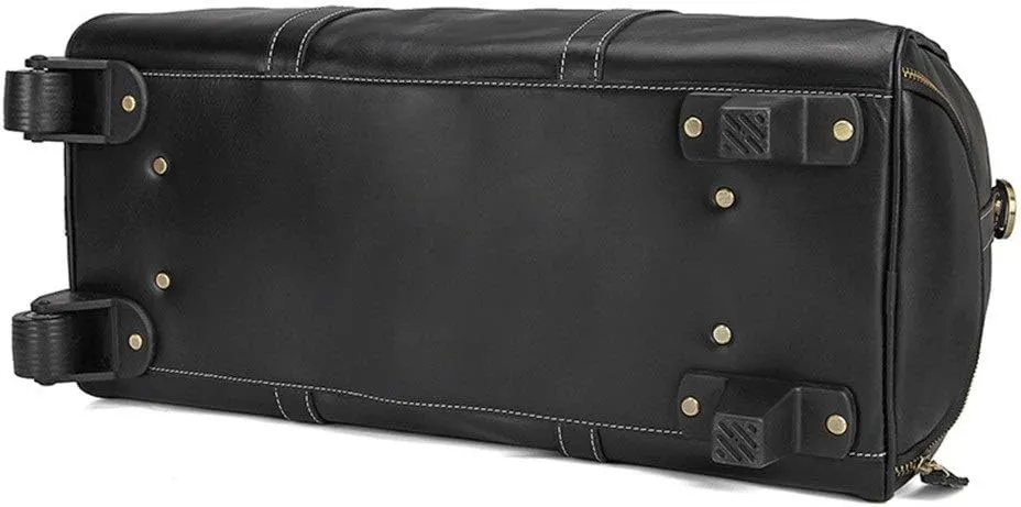 CcacHe Adult Fashion Wheeled Luggage Travel Duffel Bag Rolling Suitcase Trolley Overnight Weekender Gym Tote Handbag Briefcase Sports Overnight Gym Luggage Weekend T (Color : Black, Size : Glossy Le