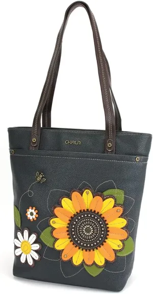 Chala Group Chala Deluxe Vegan Leather Every Day Tote Bag Purse : 13.5 x 14 inches (Sunflower), Multi