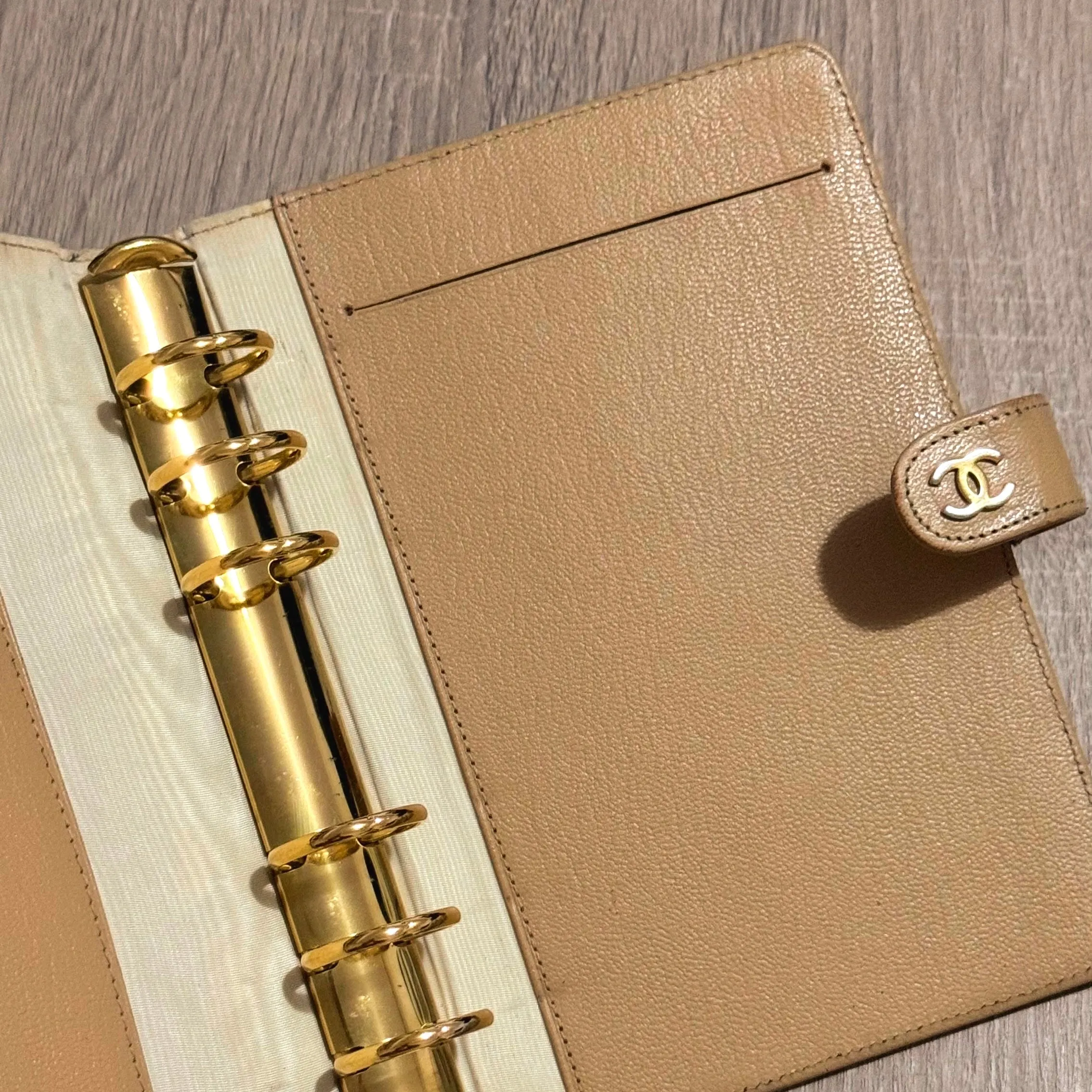 Chanel Classic Logo Clasp Beige MM Agenda