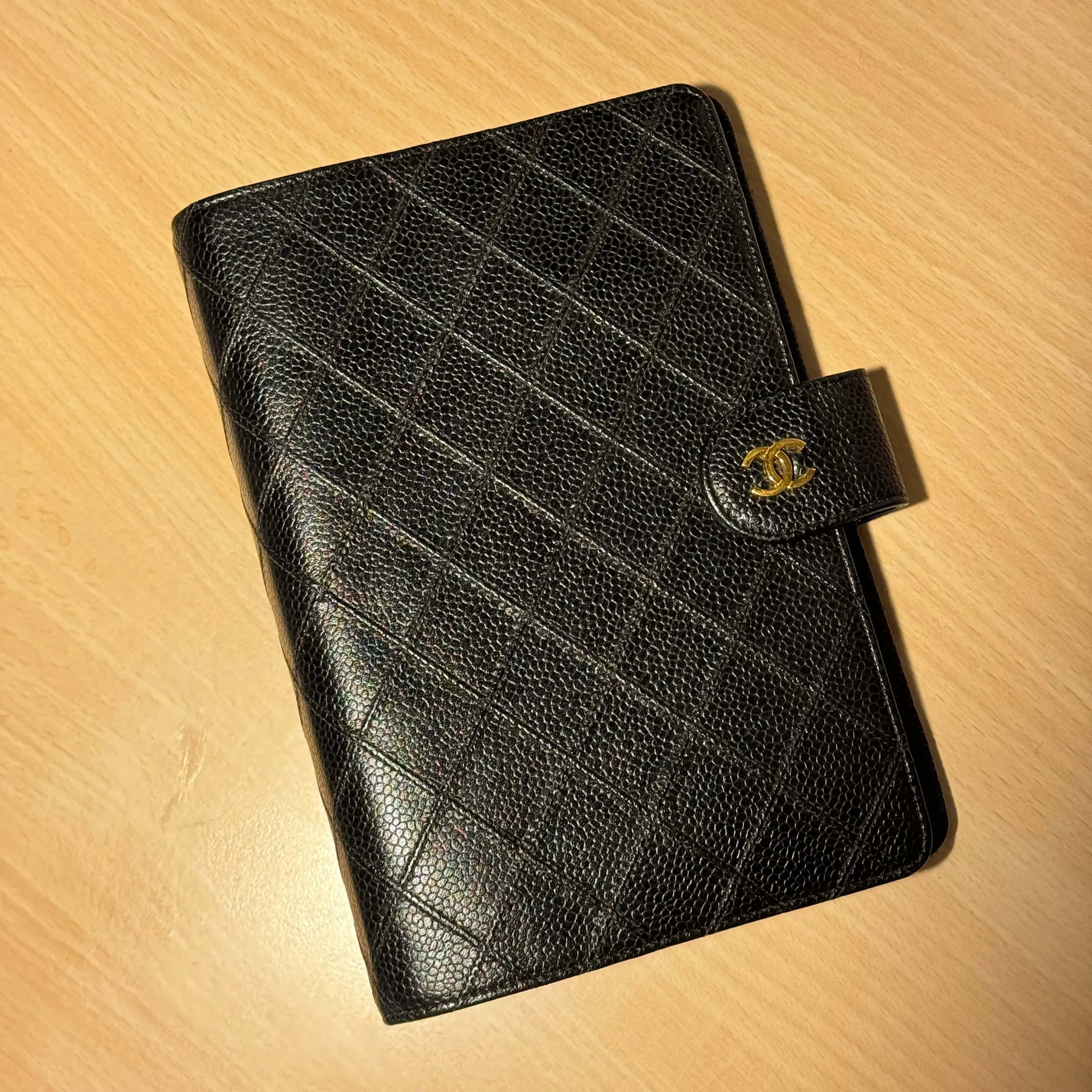 Chanel Matrasse Quilted Caviar Black MM Agenda