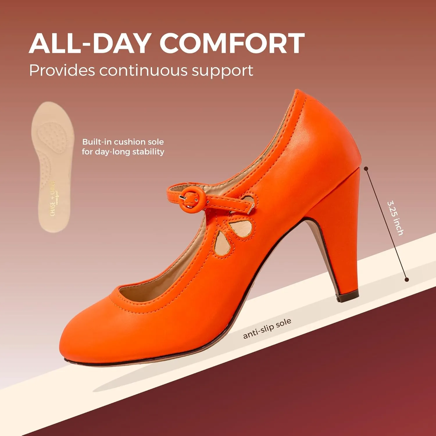 Chase & Chloe Kimmy-21 Women's Round Toe Pierced Mid Heel Mary Jane Style Dress Pumps