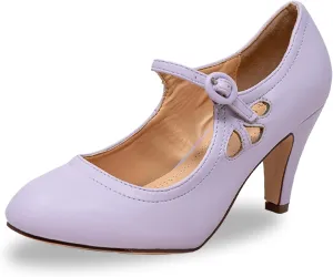 Chase & Chloe Kimmy-21 Women's Round Toe Pierced Mid Heel Mary Jane Style Dress Pumps