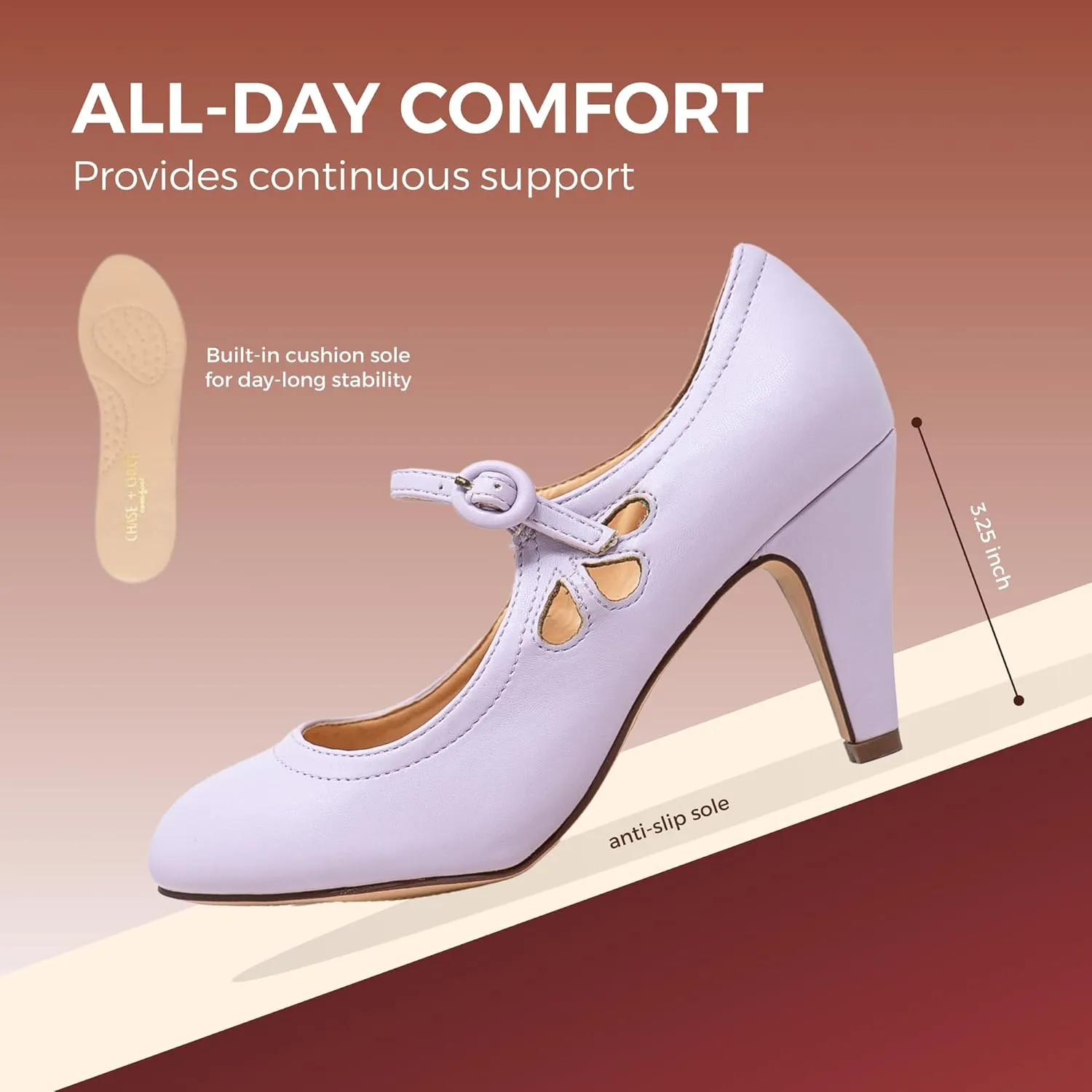 Chase & Chloe Kimmy-21 Women's Round Toe Pierced Mid Heel Mary Jane Style Dress Pumps