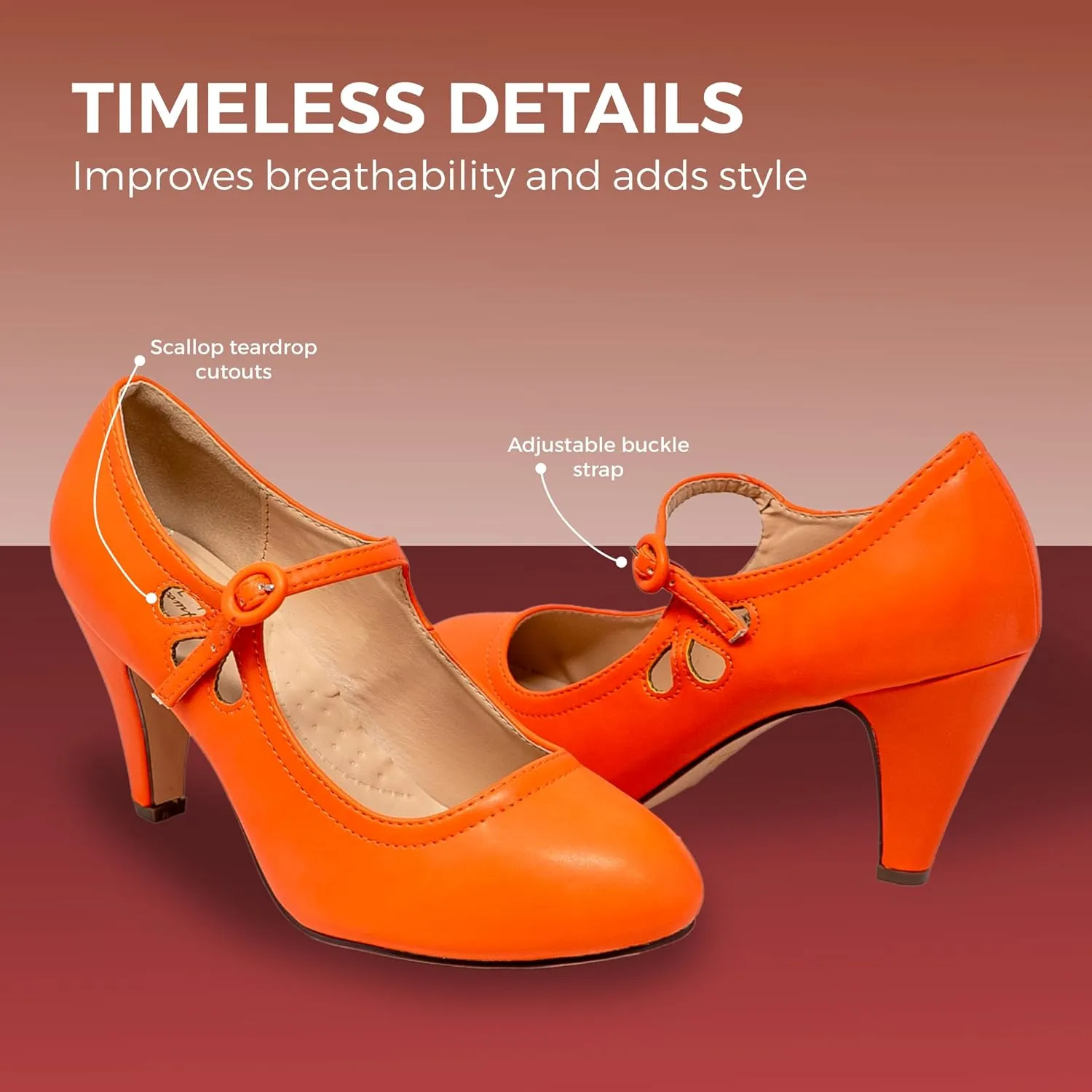 Chase & Chloe Kimmy-21 Women's Round Toe Pierced Mid Heel Mary Jane Style Dress Pumps