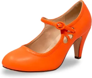 Chase & Chloe Kimmy-21 Women's Round Toe Pierced Mid Heel Mary Jane Style Dress Pumps