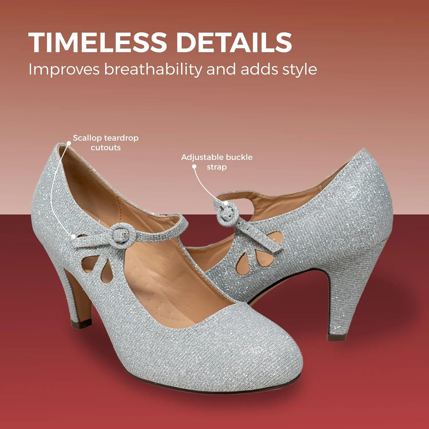 Chase & Chloe Kimmy-21 Women's Round Toe Pierced Mid Heel Mary Jane Style Dress Pumps