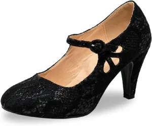 Chase & Chloe Kimmy-21 Women's Round Toe Pierced Mid Heel Mary Jane Style Dress Pumps