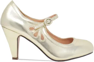 Chase & Chloe Kimmy-21 Women's Round Toe Pierced Mid Heel Mary Jane Style Dress Pumps