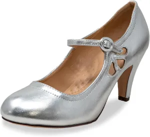 Chase & Chloe Kimmy-21 Women's Round Toe Pierced Mid Heel Mary Jane Style Dress Pumps