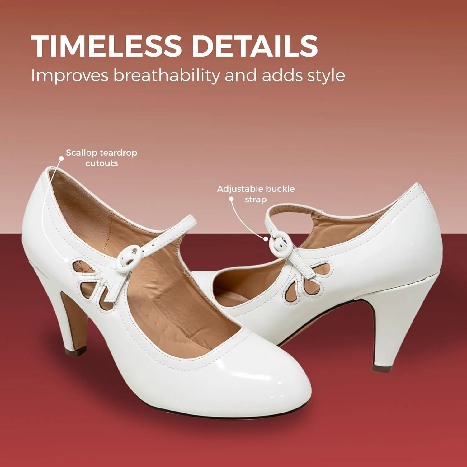 Chase & Chloe Kimmy-21 Women's Round Toe Pierced Mid Heel Mary Jane Style Dress Pumps