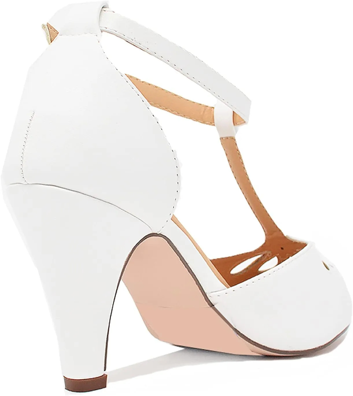 Chase & Chloe Women Mary Jane Oxford Pumps - Cute Low Kitten Heels - Retro Round Toe Shoe with Ankle Strap