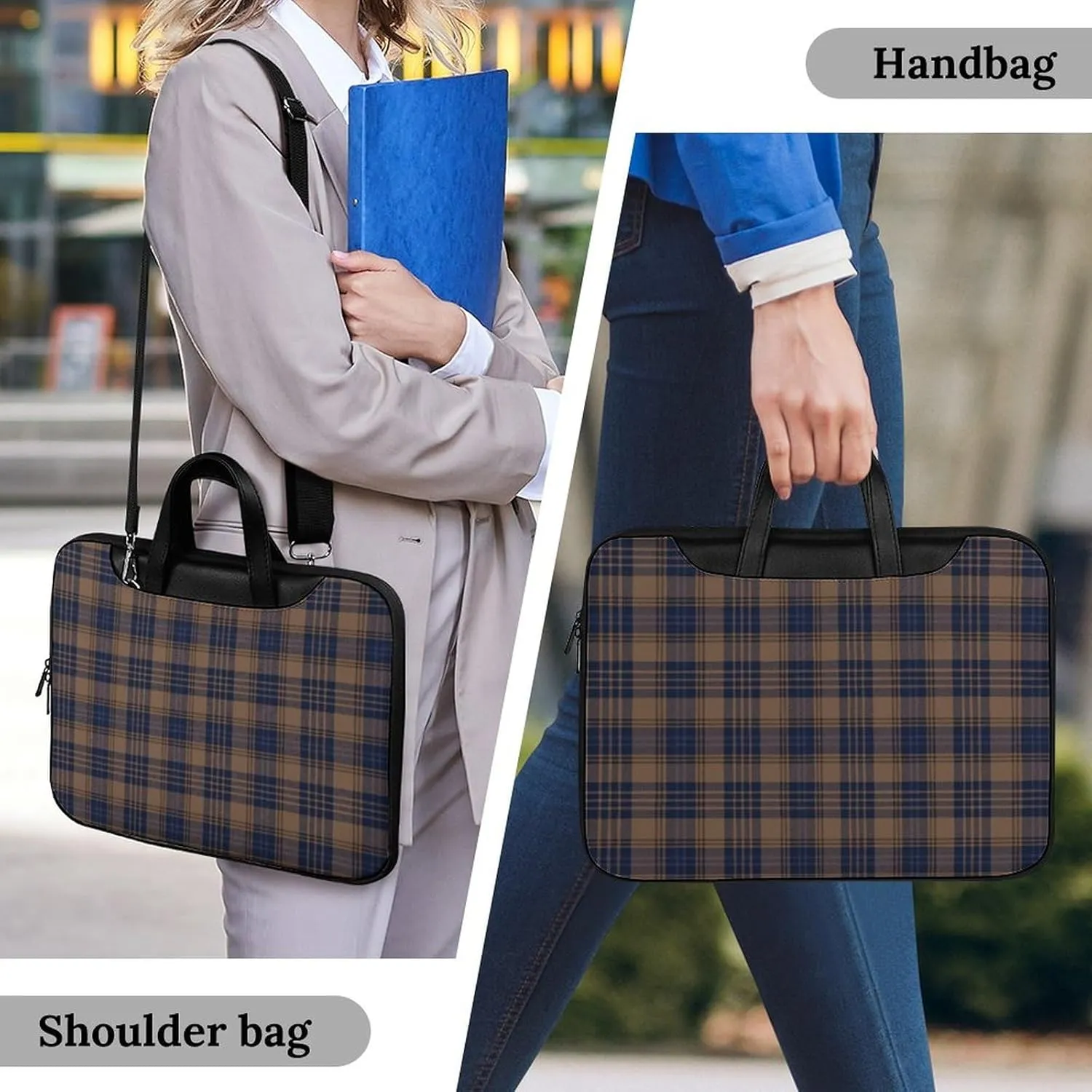 Checkered Black And White Handheld Single Shoulder Crossbody Laptop Bag Unisex