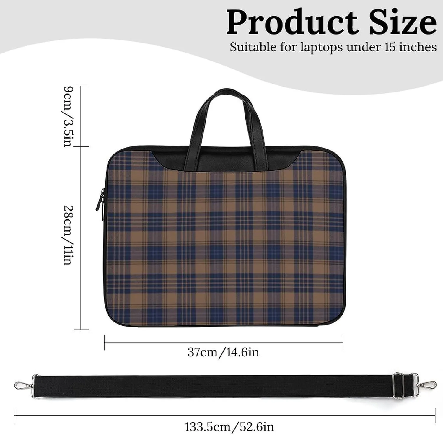 Checkered Black And White Handheld Single Shoulder Crossbody Laptop Bag Unisex