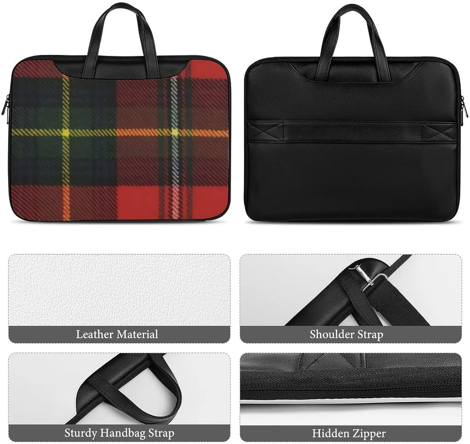 Checkered Black And White Handheld Single Shoulder Crossbody Laptop Bag Unisex