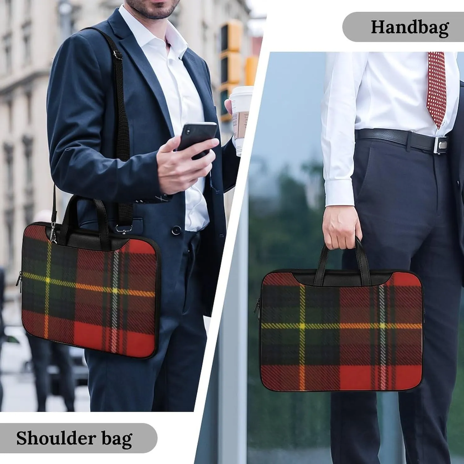 Checkered Black And White Handheld Single Shoulder Crossbody Laptop Bag Unisex