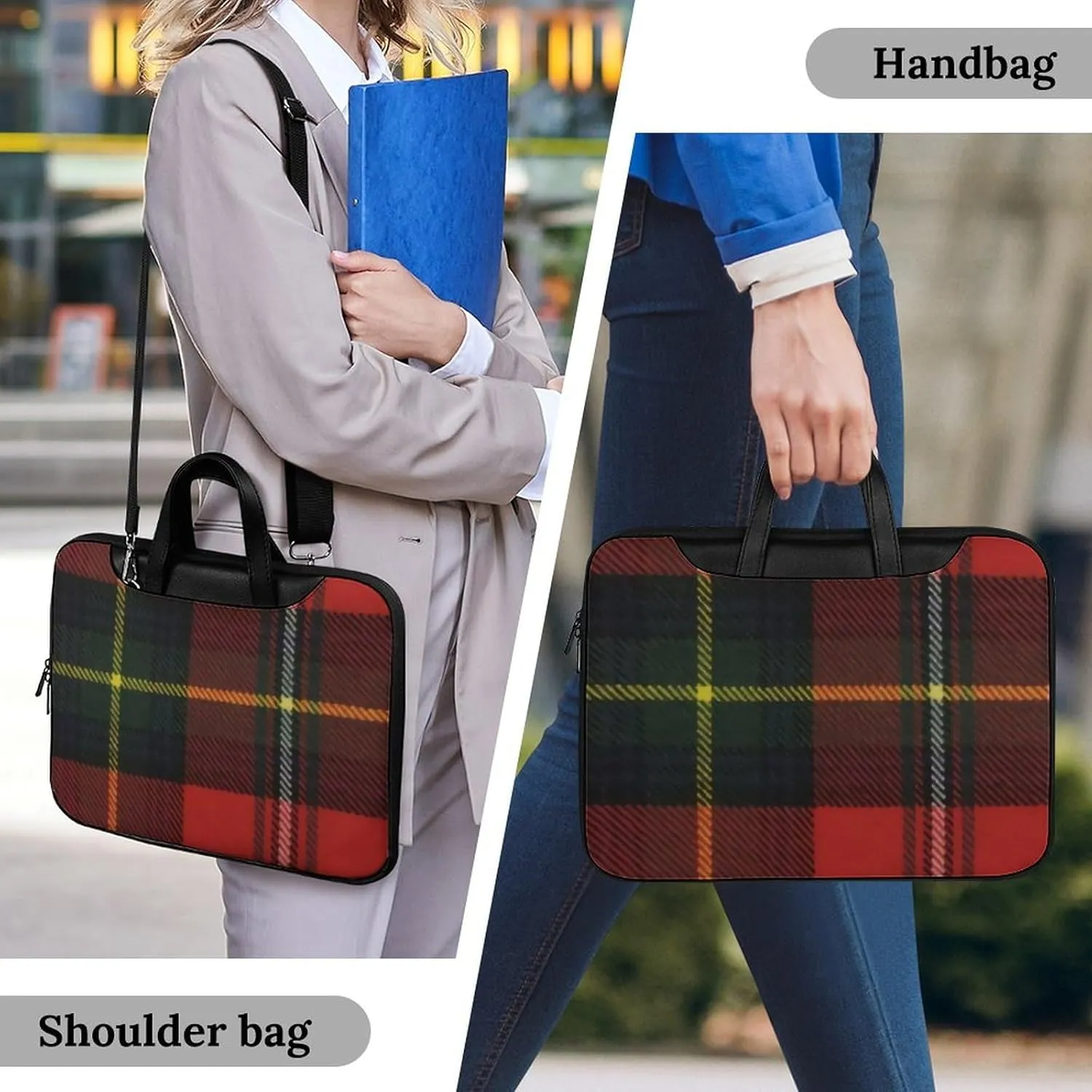 Checkered Black And White Handheld Single Shoulder Crossbody Laptop Bag Unisex