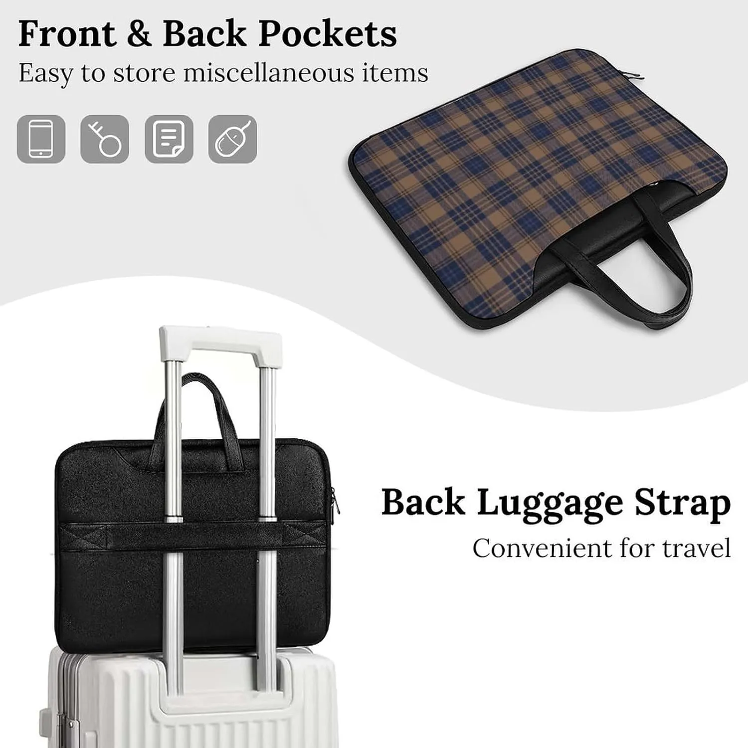 Checkered Black And White Handheld Single Shoulder Crossbody Laptop Bag Unisex