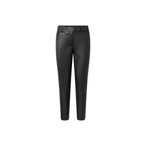 Chino leather pants stretchable Black