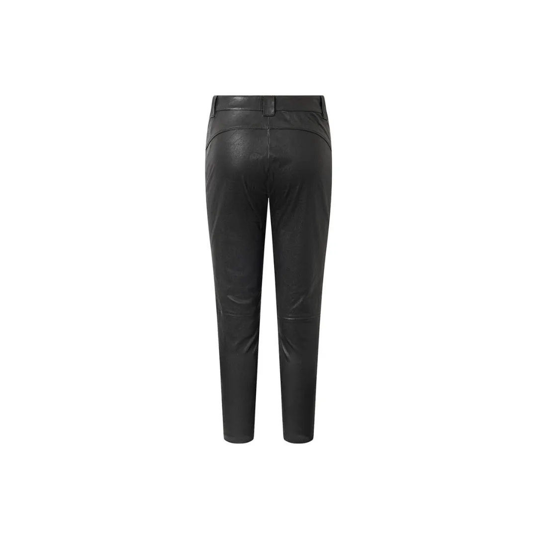 Chino leather pants stretchable Black