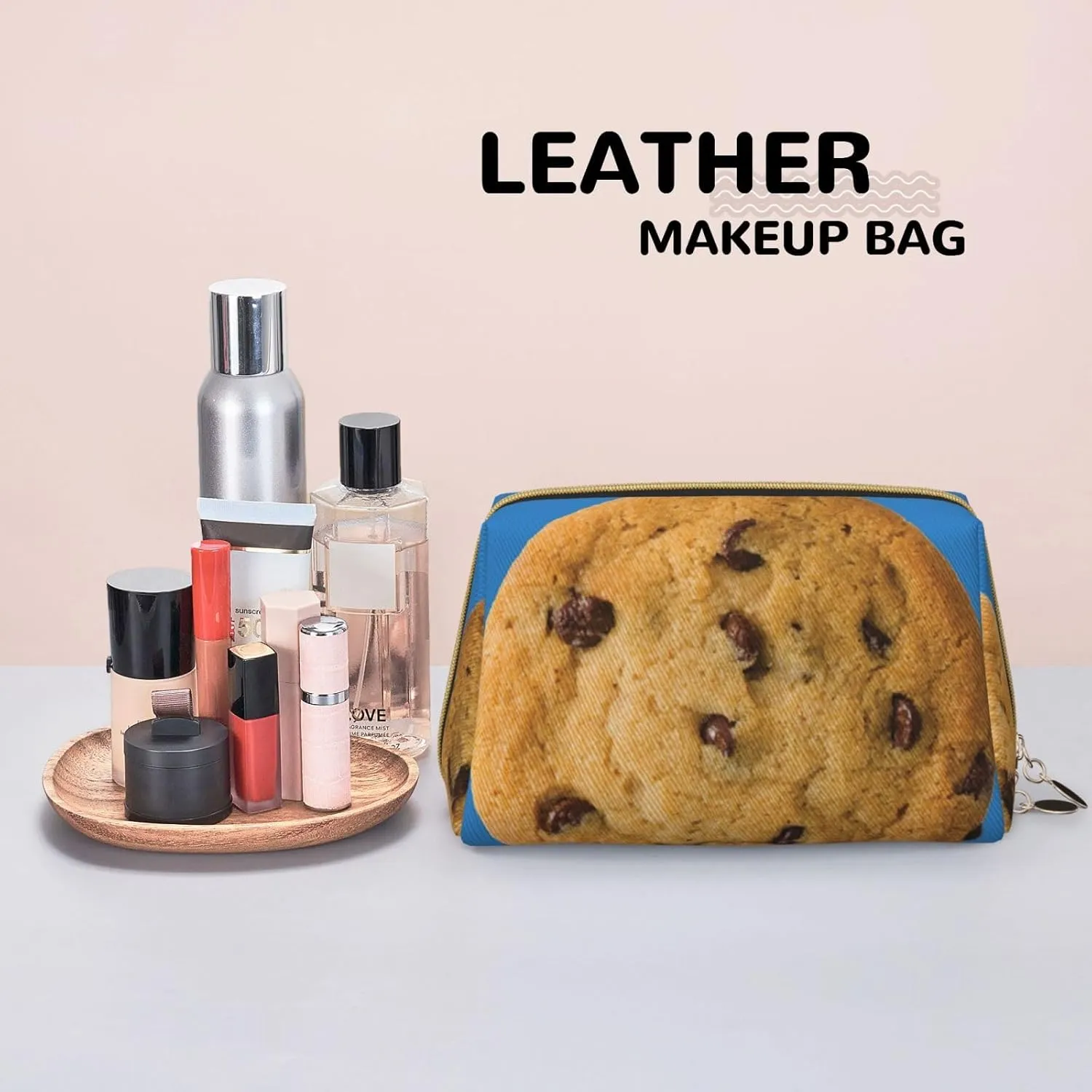 Chocolate Cookie Toiletry Pouch, Travel-Friendly Makeup Organizer For Makeup Brushes, Lipsticks