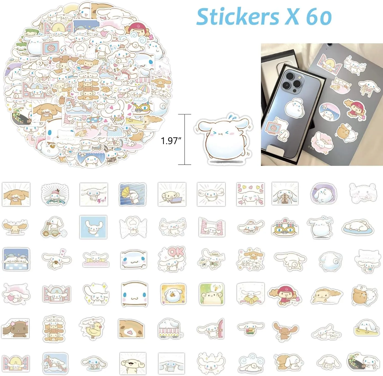 Cinnamoroll School Supplies Anime Stationery Gift Set Includs Pencil Case Pens Stickers Badge Pins Keychain Lanyard with ID Card Holder Ruler Sticky Note Paper Phone Holder Gift Bag for Girls (Blue)