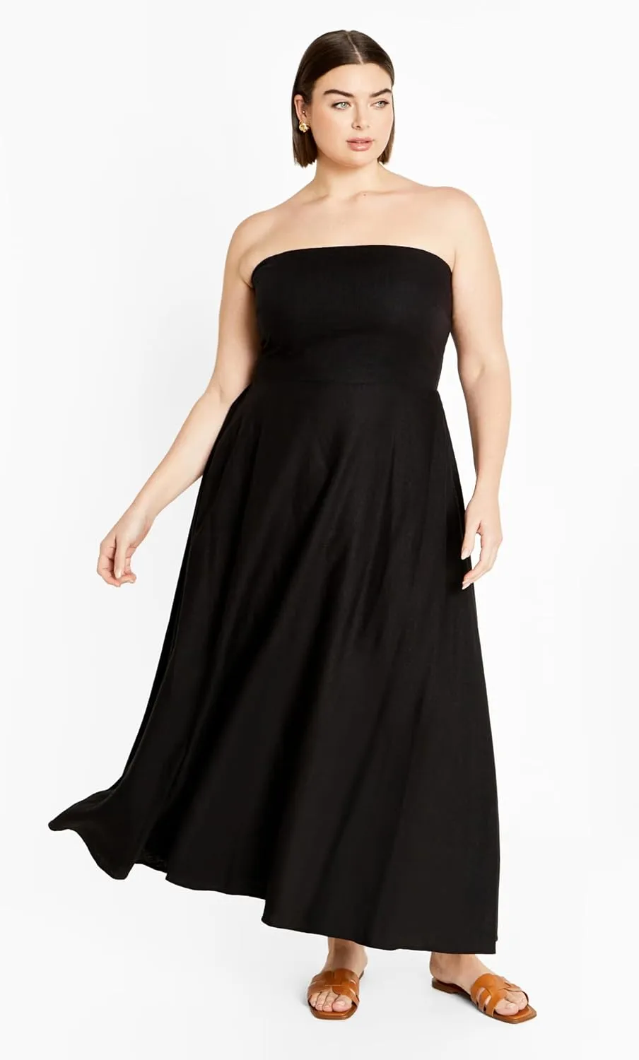 City Chic Women's Plus Size Simone Plain Maxi Dress