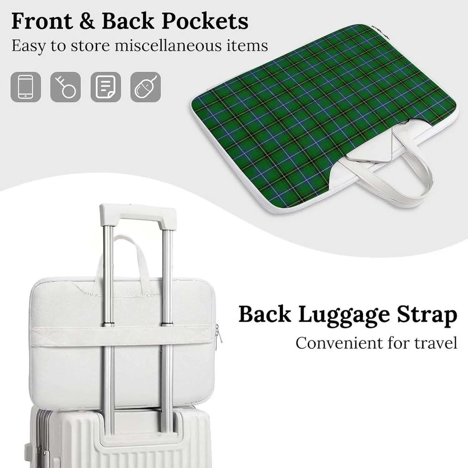 Clan Rutherford Tartan Handheld Single Shoulder Crossbody Laptop Bag Unisex