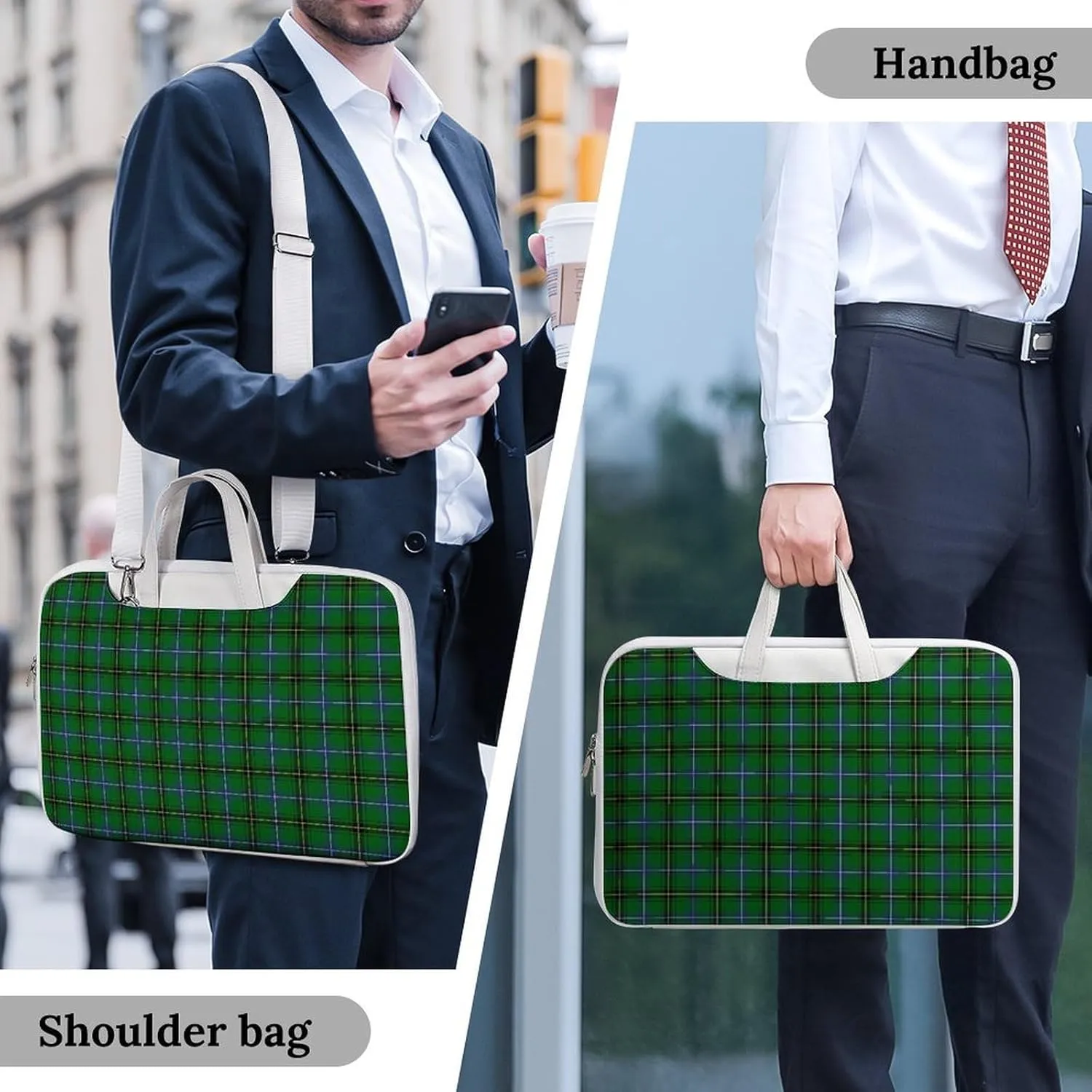 Clan Rutherford Tartan Handheld Single Shoulder Crossbody Laptop Bag Unisex