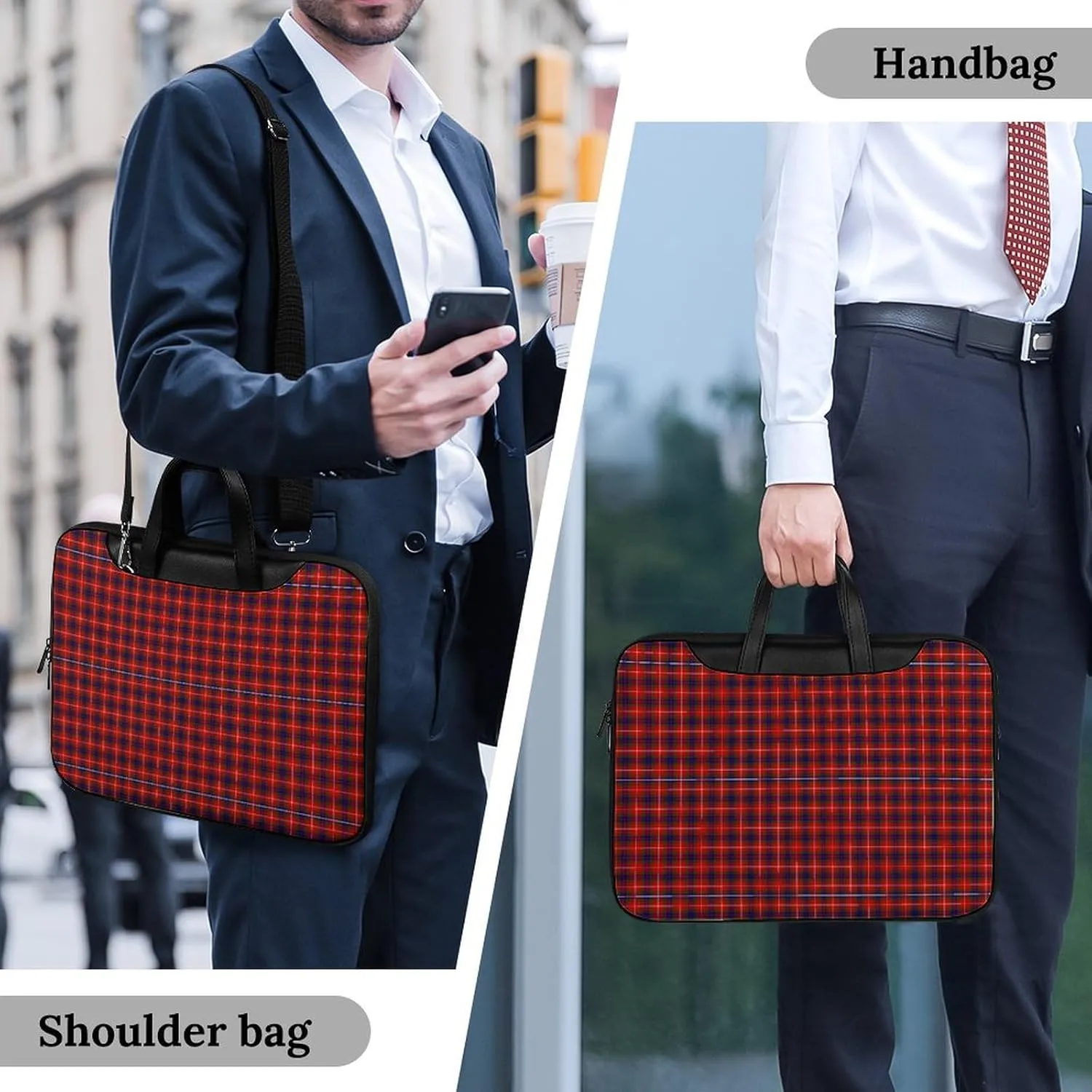 Clan Rutherford Tartan Handheld Single Shoulder Crossbody Laptop Bag Unisex