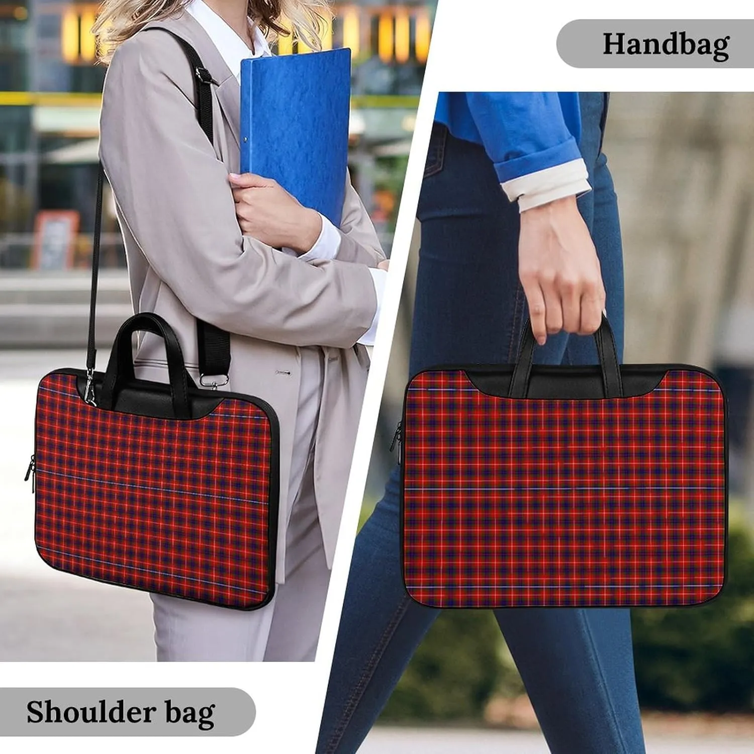 Clan Rutherford Tartan Handheld Single Shoulder Crossbody Laptop Bag Unisex