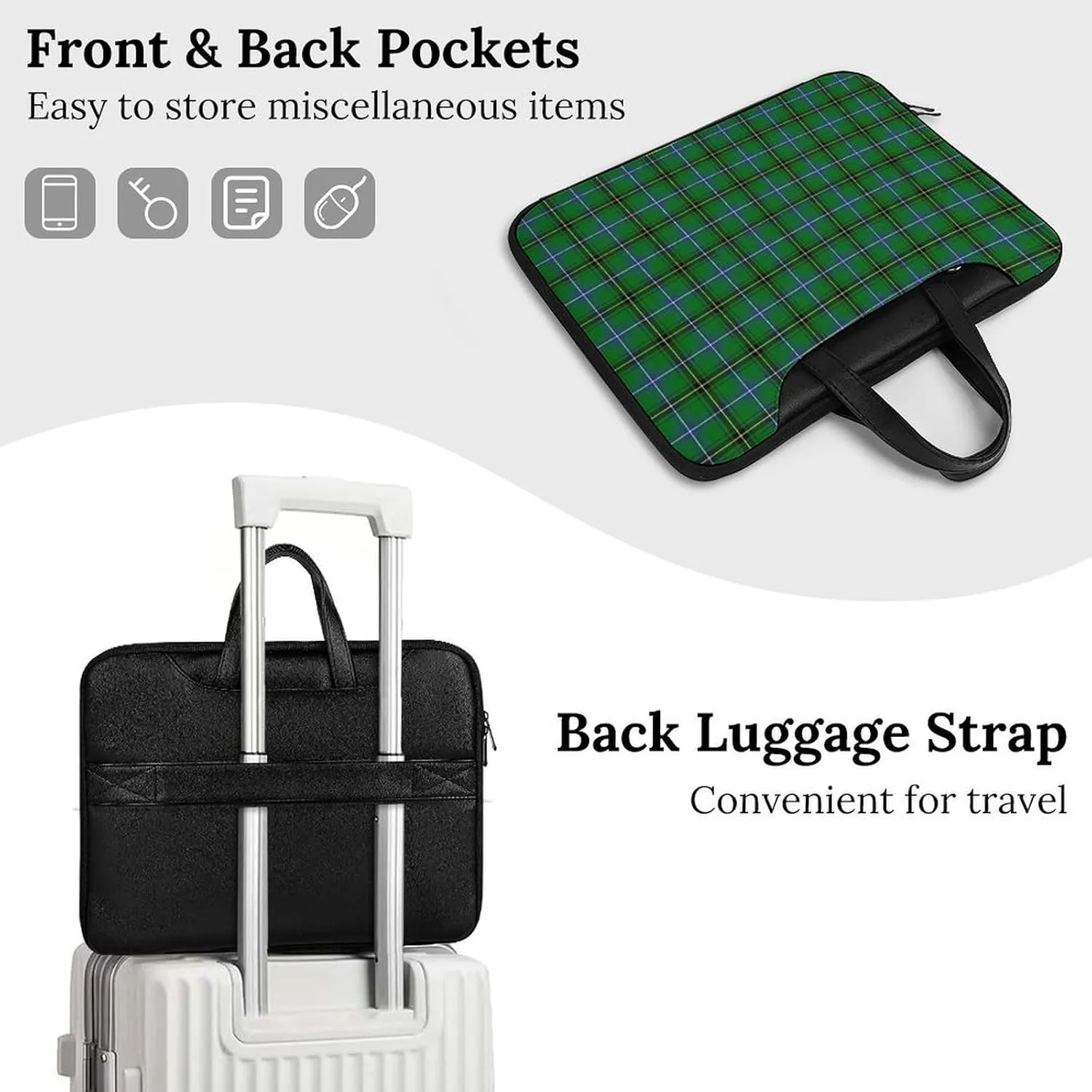 Clan Rutherford Tartan Handheld Single Shoulder Crossbody Laptop Bag Unisex